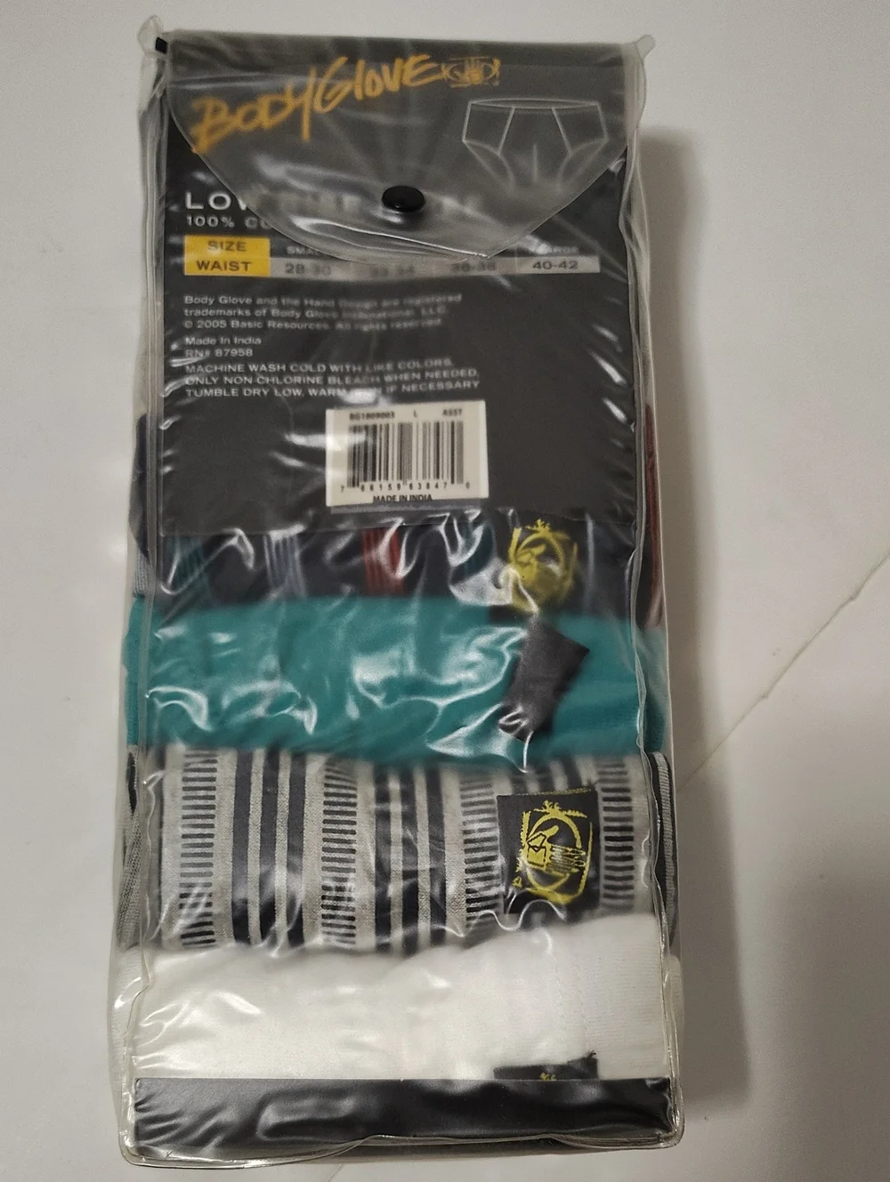 Vintage 2005 Body Glove Men's Low Rise Briefs Assorted Colors - 6Pk - Sz L 36-38